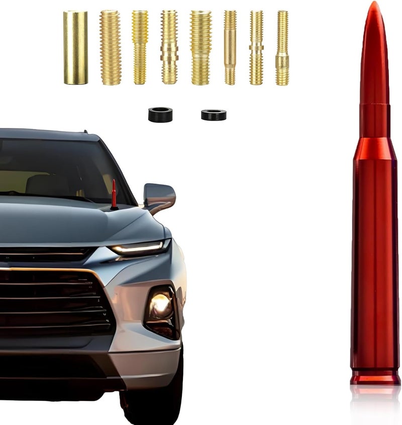 Seprochoo Car Truck 50 Cal Bullet Decoration Replacement Truck Accessories Red Universal for GMC Sierra 1500 Chevy Dodge Ram Silverado 1500 2500 3500 Ford F150 F250 F350 Car Truck Decoration (Red) - Image 1